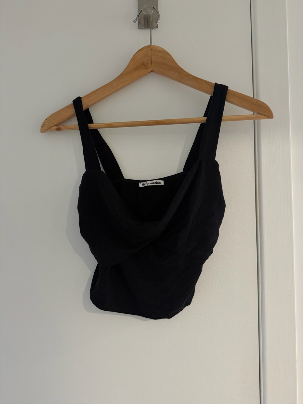 Reformation Black Draped Cowl Tank